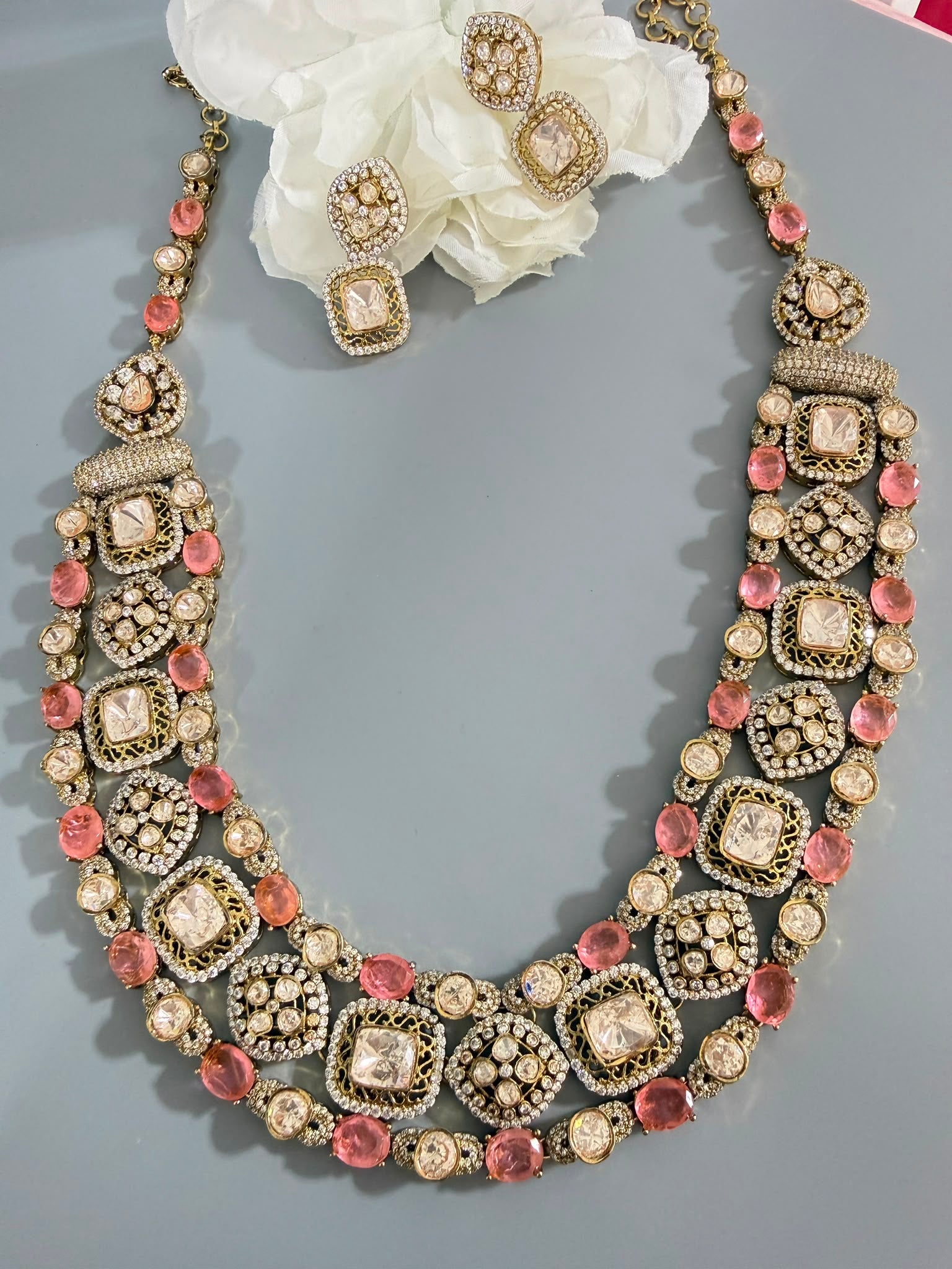 Moissanite kundan necklace set
