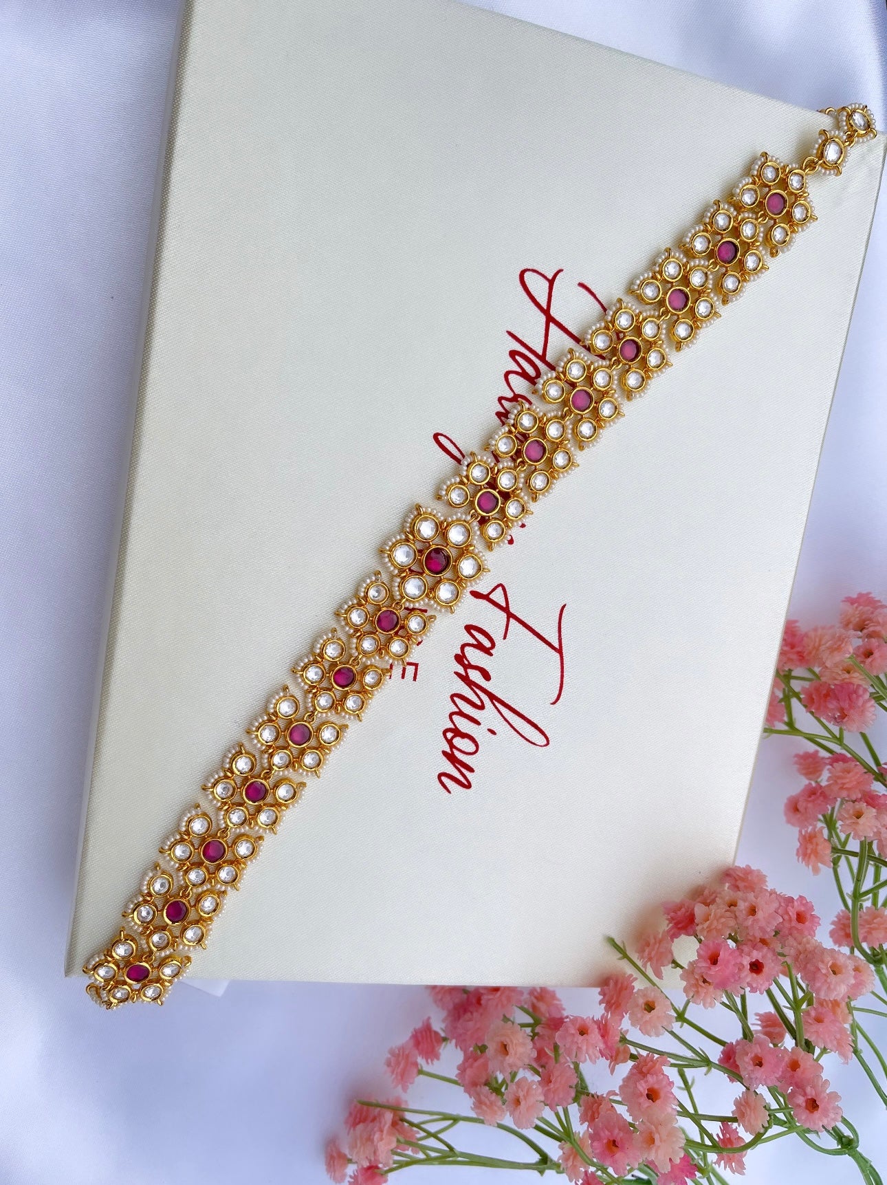 Hot Pink Kundan Headpiece
