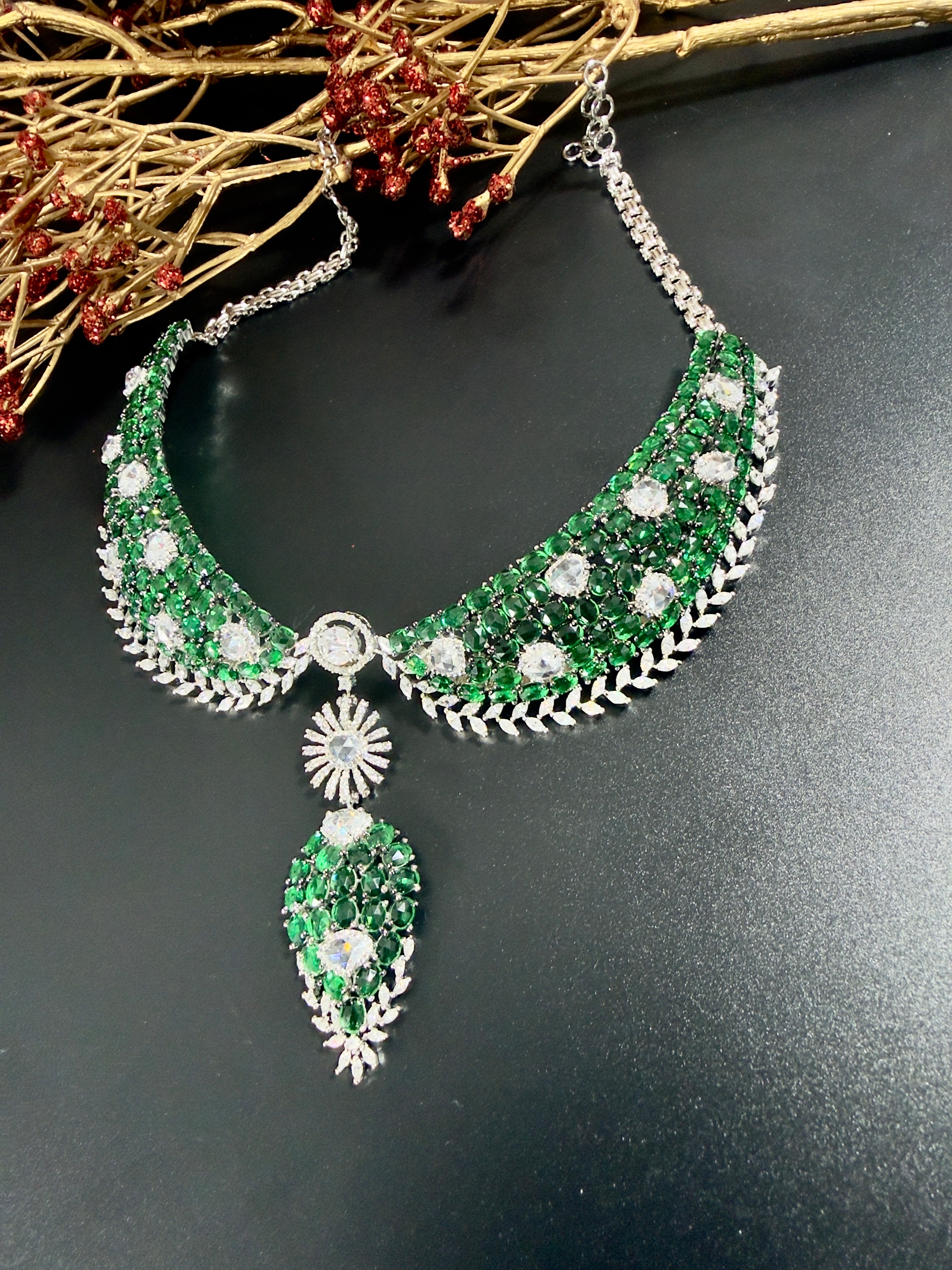 Rose cut stone necklace