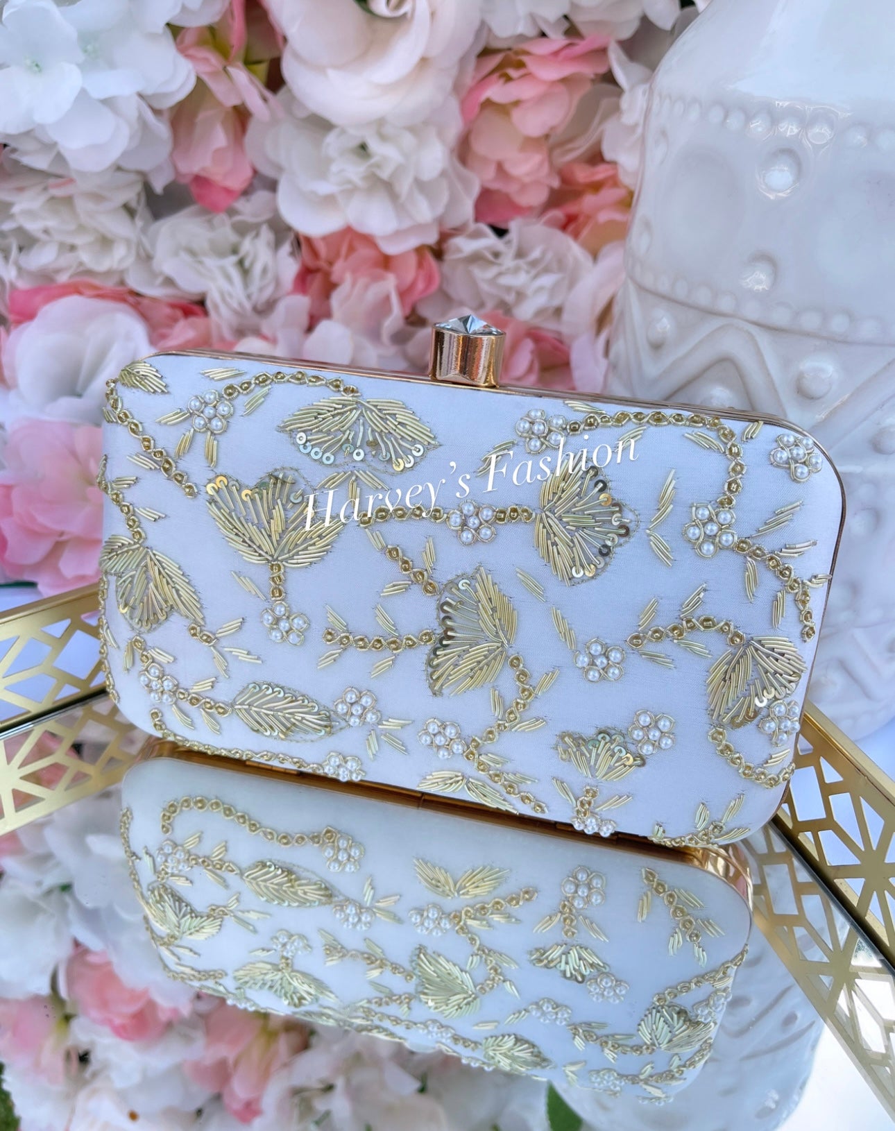Gurleen White Clutch Bag