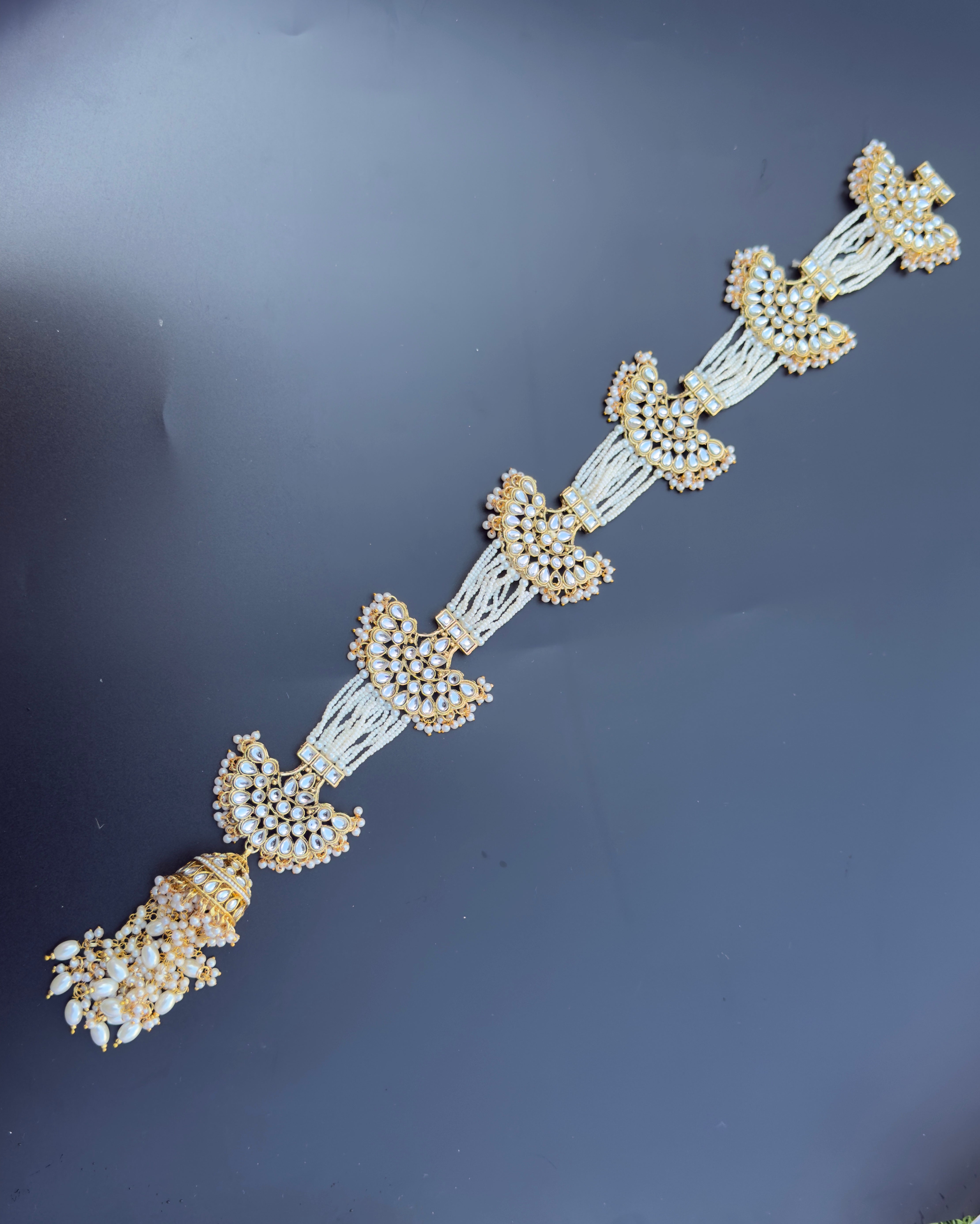 Elegant Kundan sheeshpol hair vine| Bridal Sheesh Patti hair Briad accessory for Punjabi choti.
