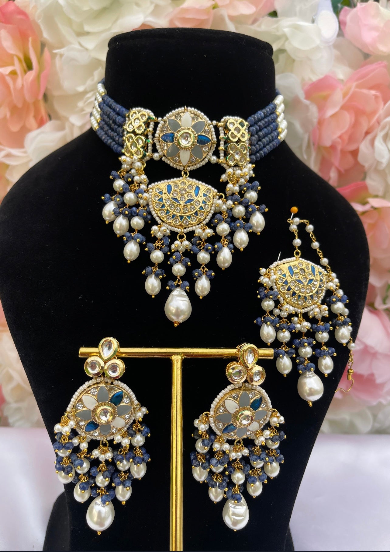 Sneha Kundan Blue Set