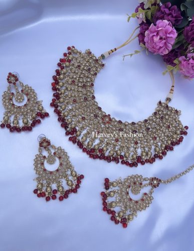 Jeevika Maroon Bridal Set
