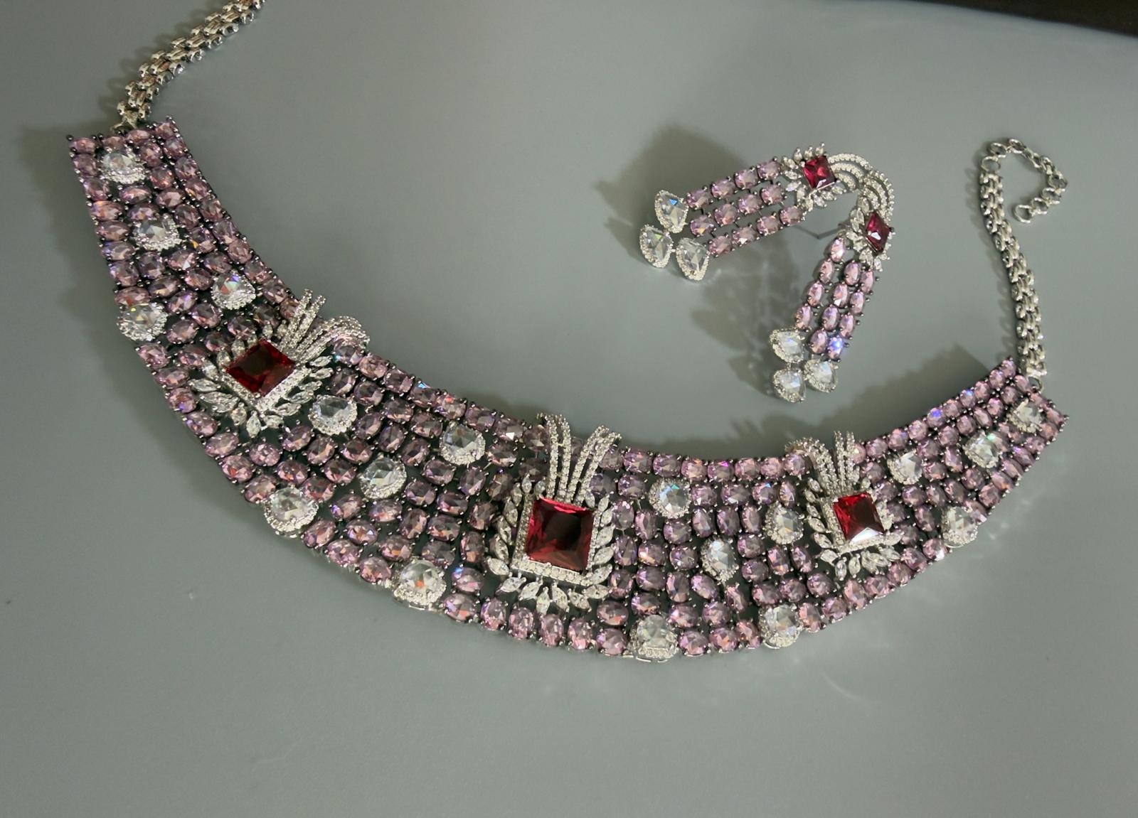 Rose cut stone necklace
