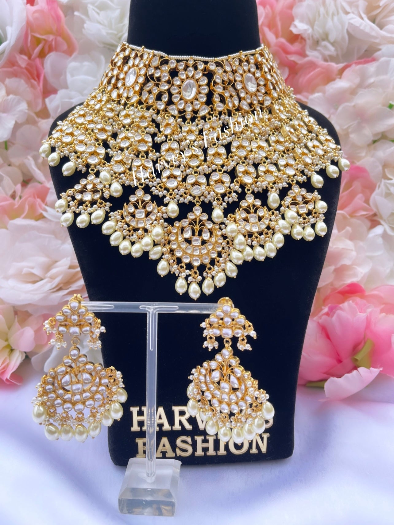 Gold/White Pachi Kundan Set