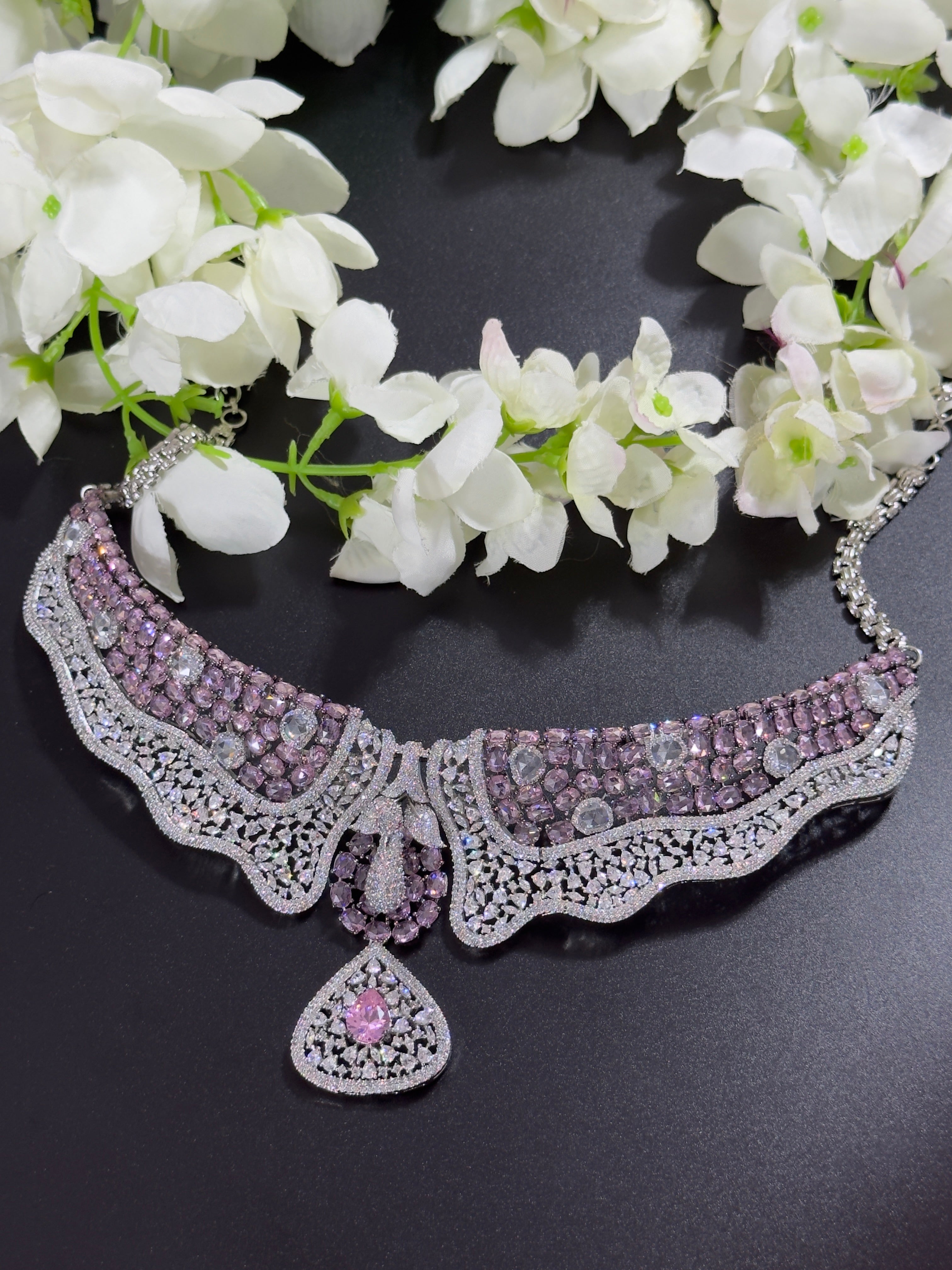 Rose cut stone necklace