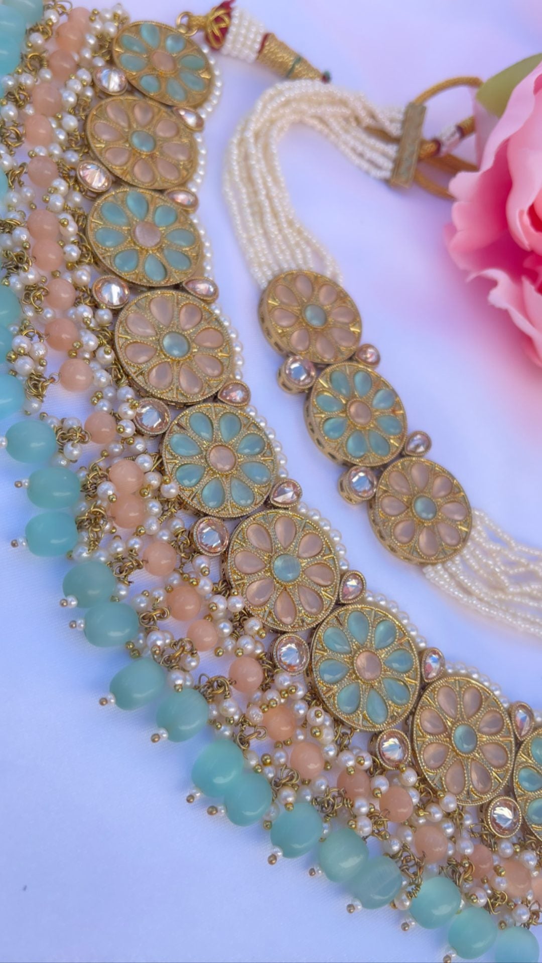 Rehmat Mint/Peach Set