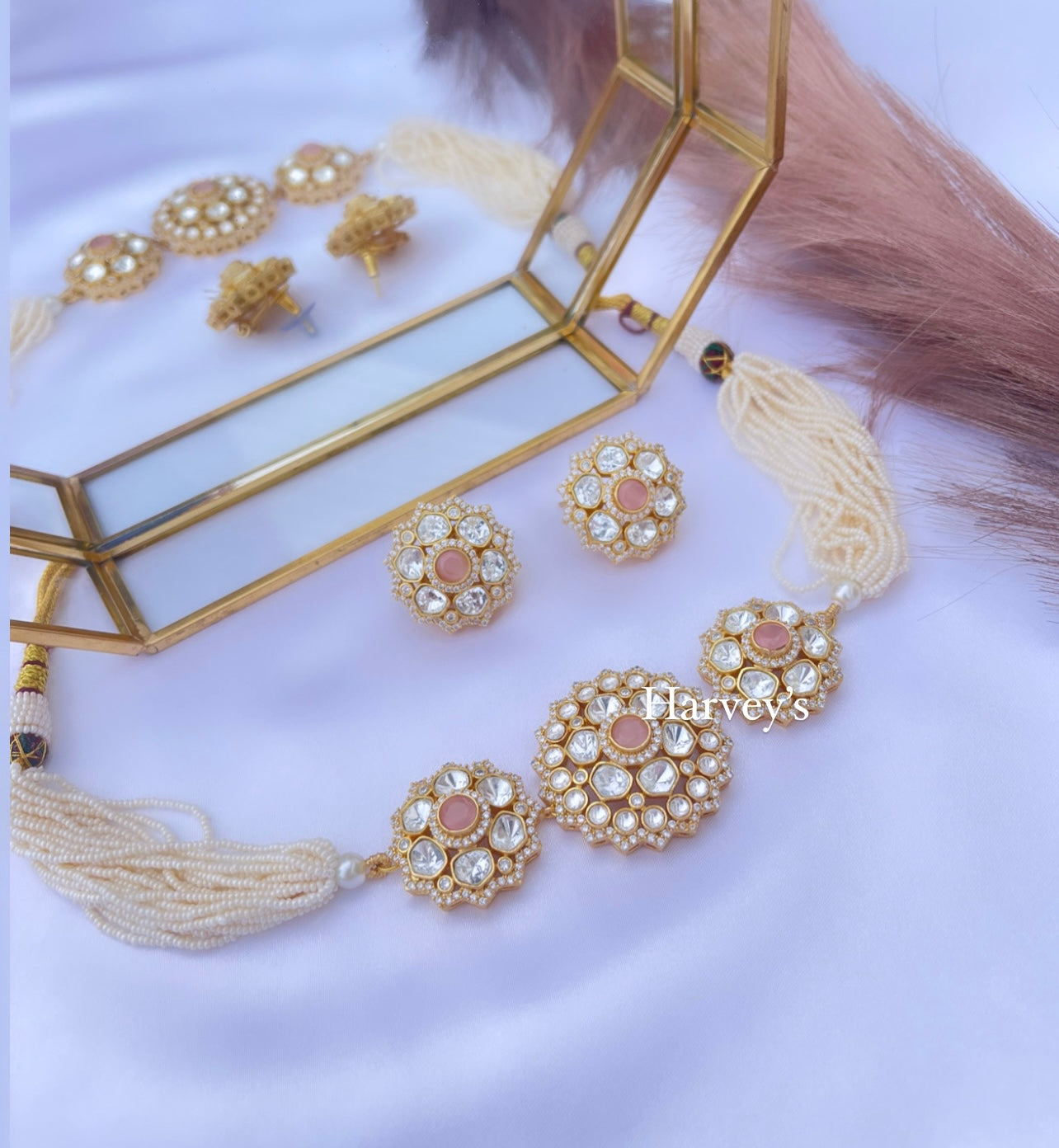 Moissanite Pink Choker Set