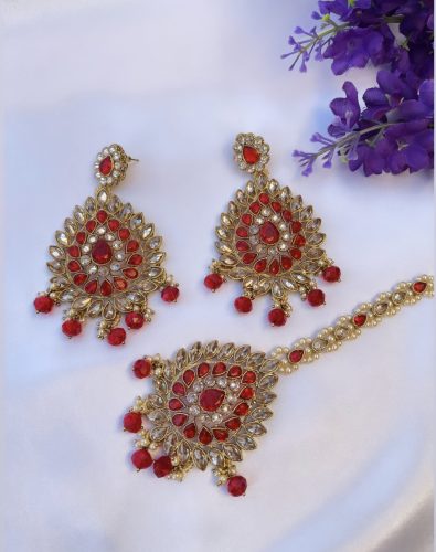 Preet Light Red Tikka Set