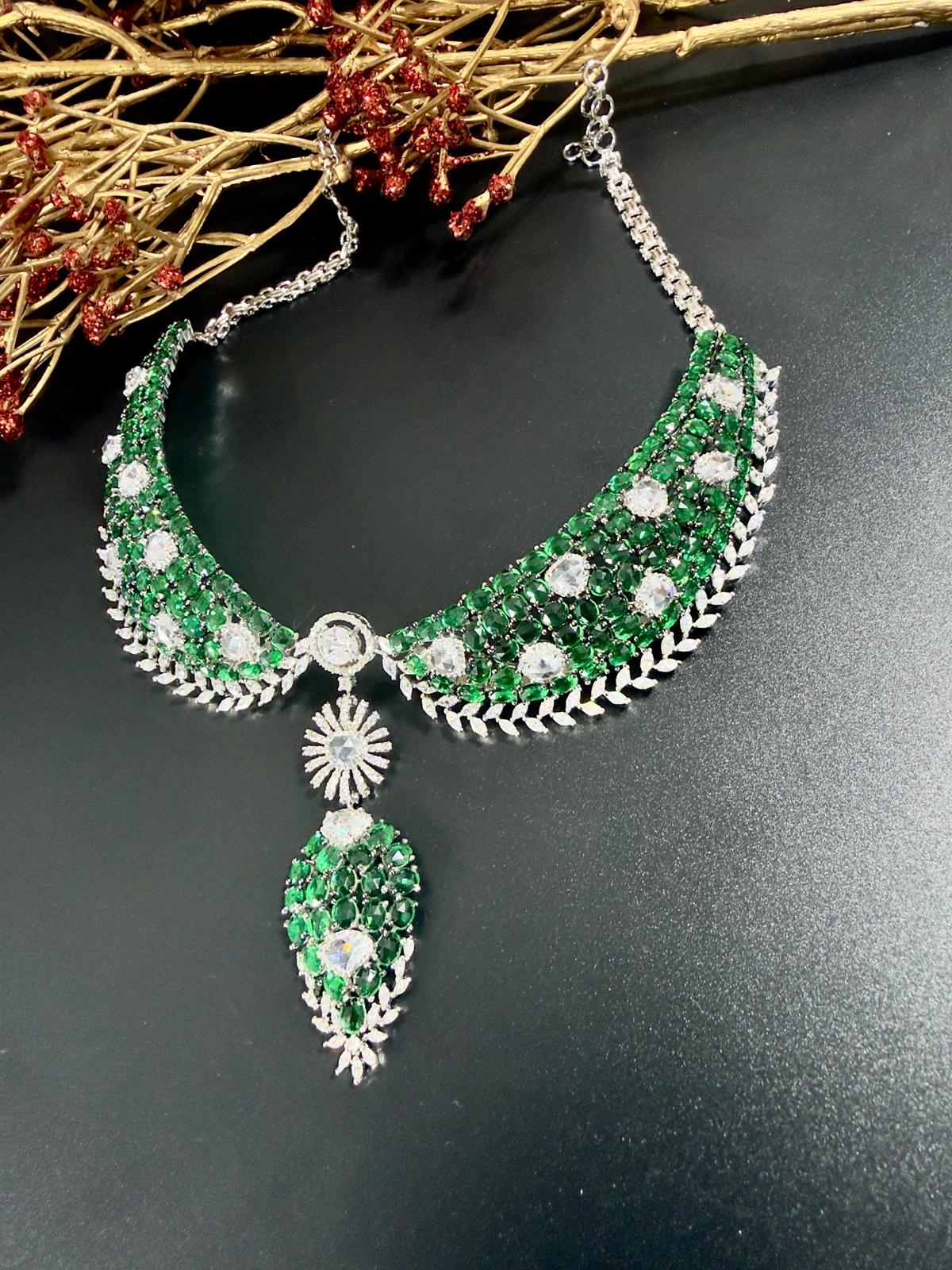 Rose cut stone necklace