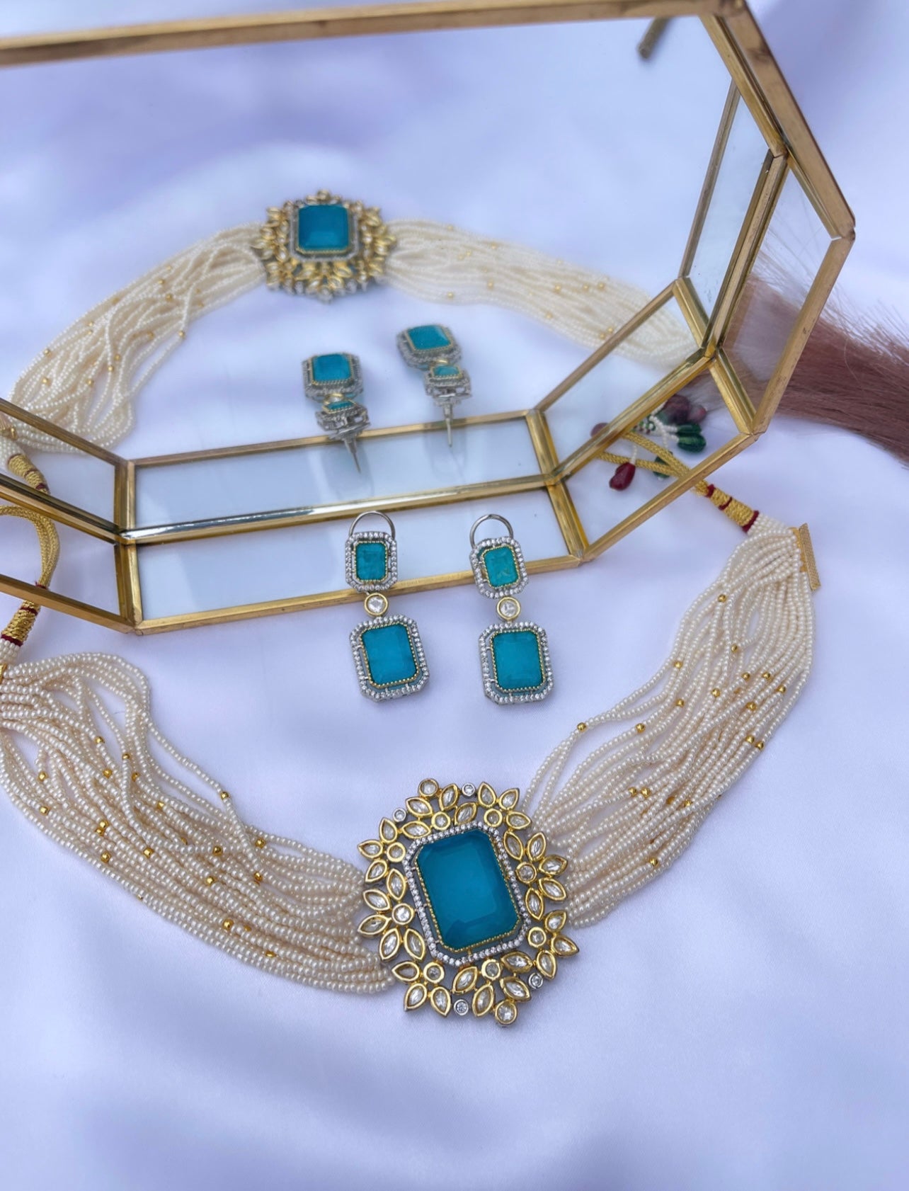 Anvi Sky Blue Choker Set