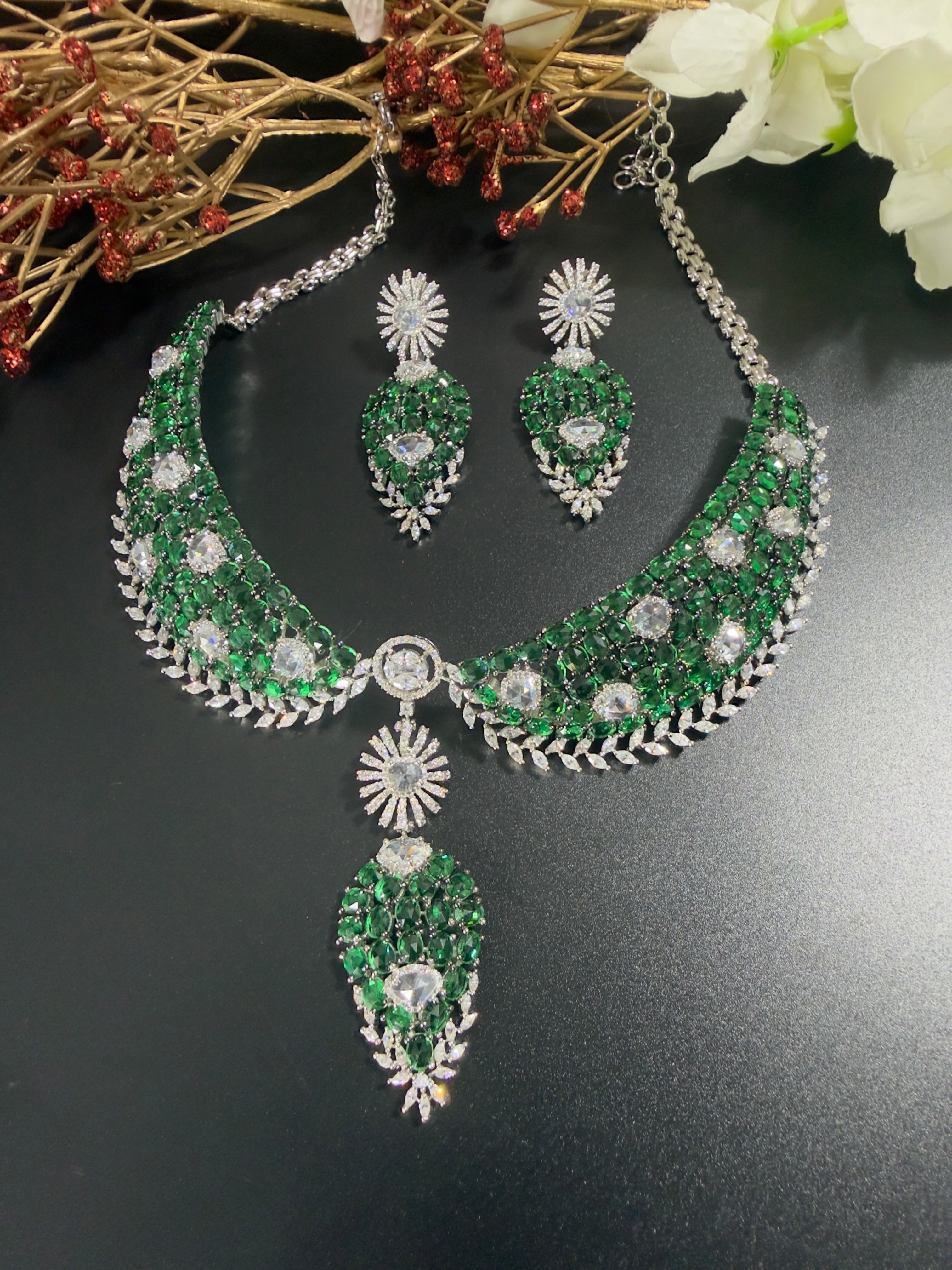 Rose cut stone necklace
