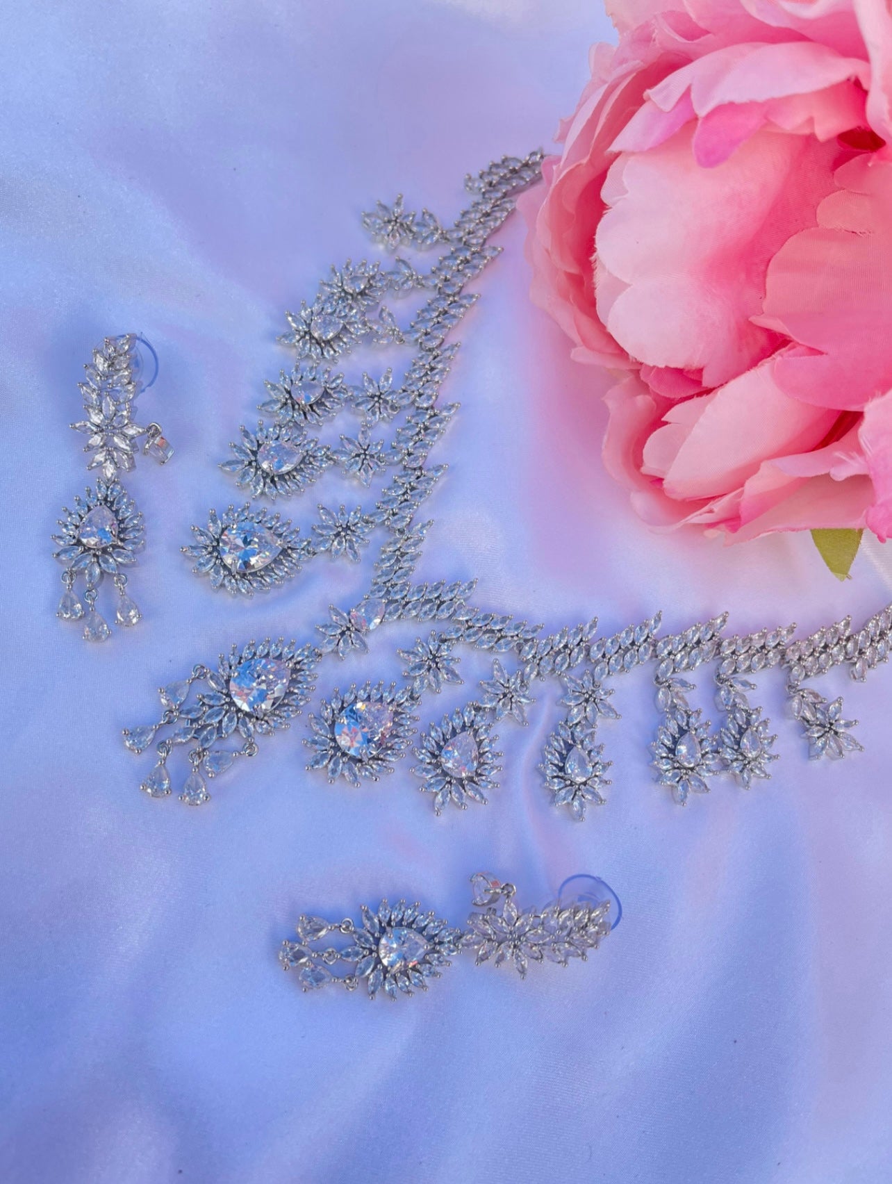 Reet Silver American Diamond Set