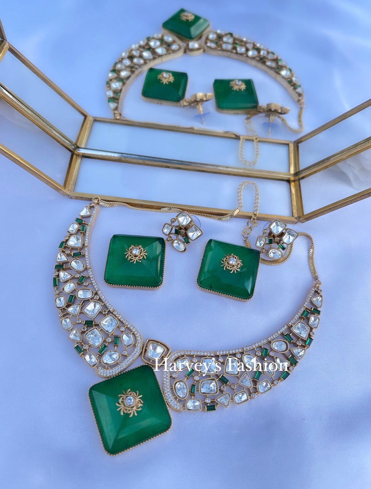 Green Kundan Doublet Necklace Set