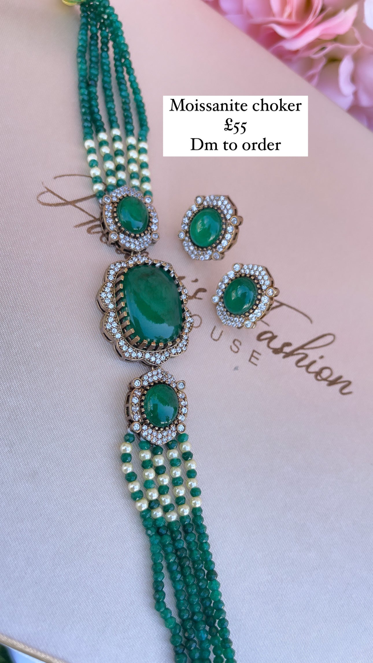 Moissanite Green Choker Set