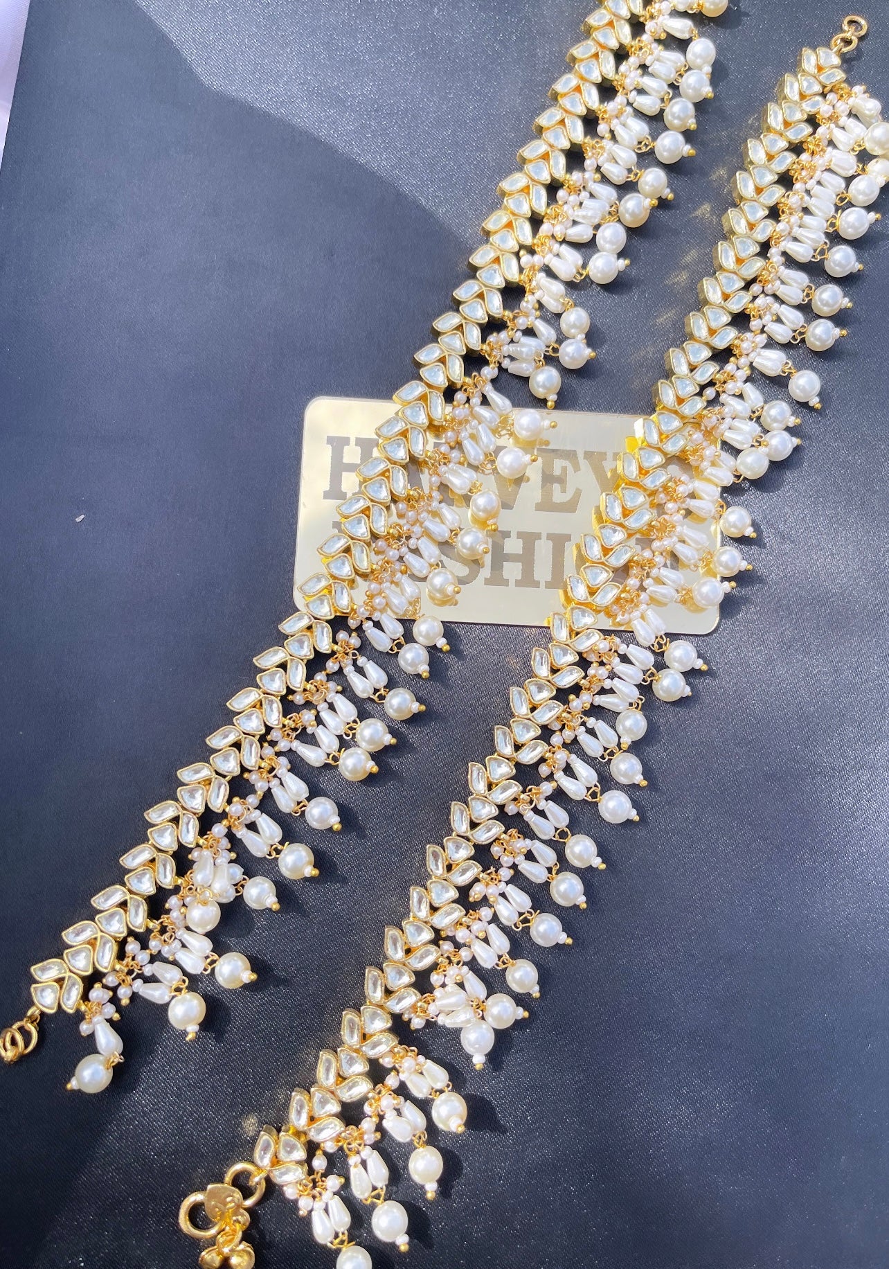 Gold/White Pachi Kundan Payals
