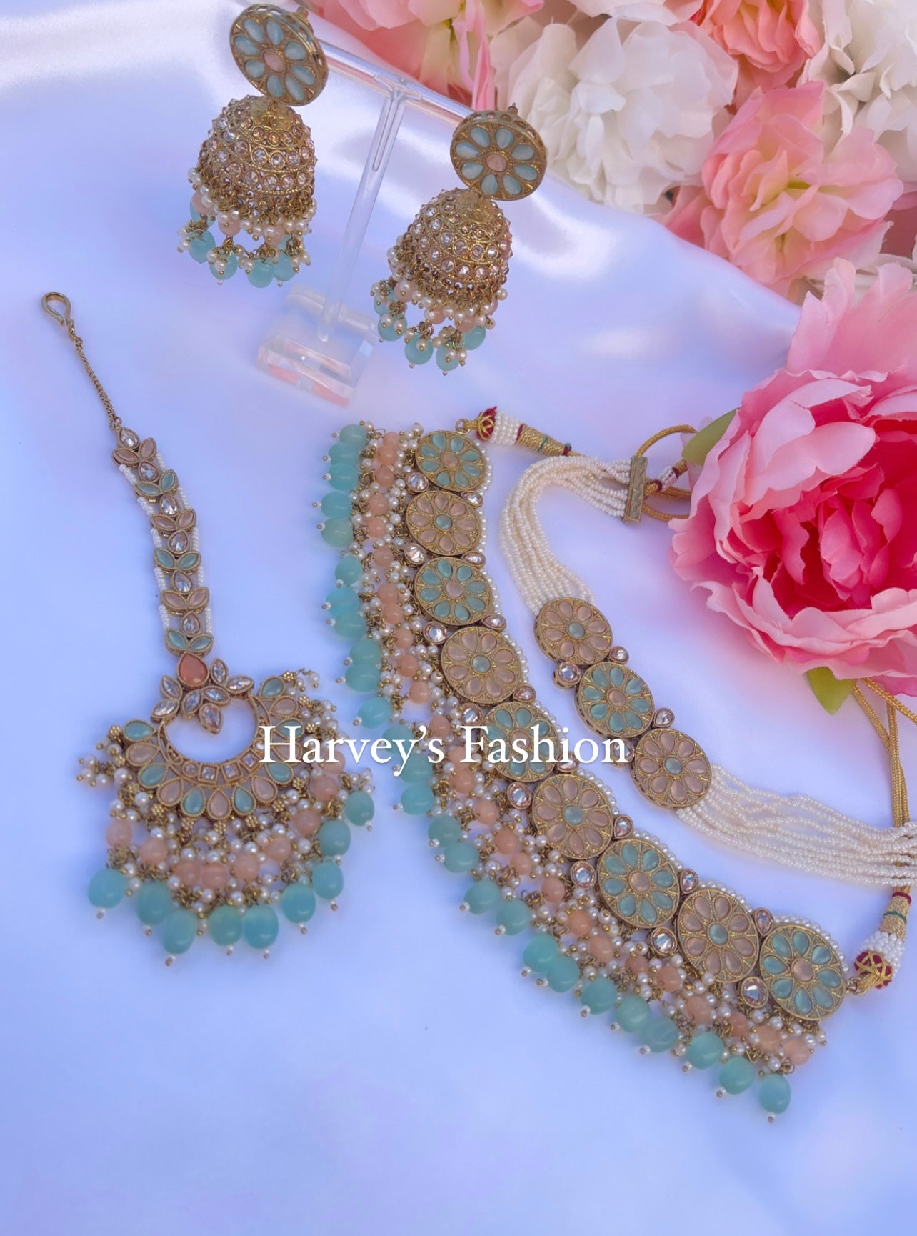Rehmat Mint/Peach Set