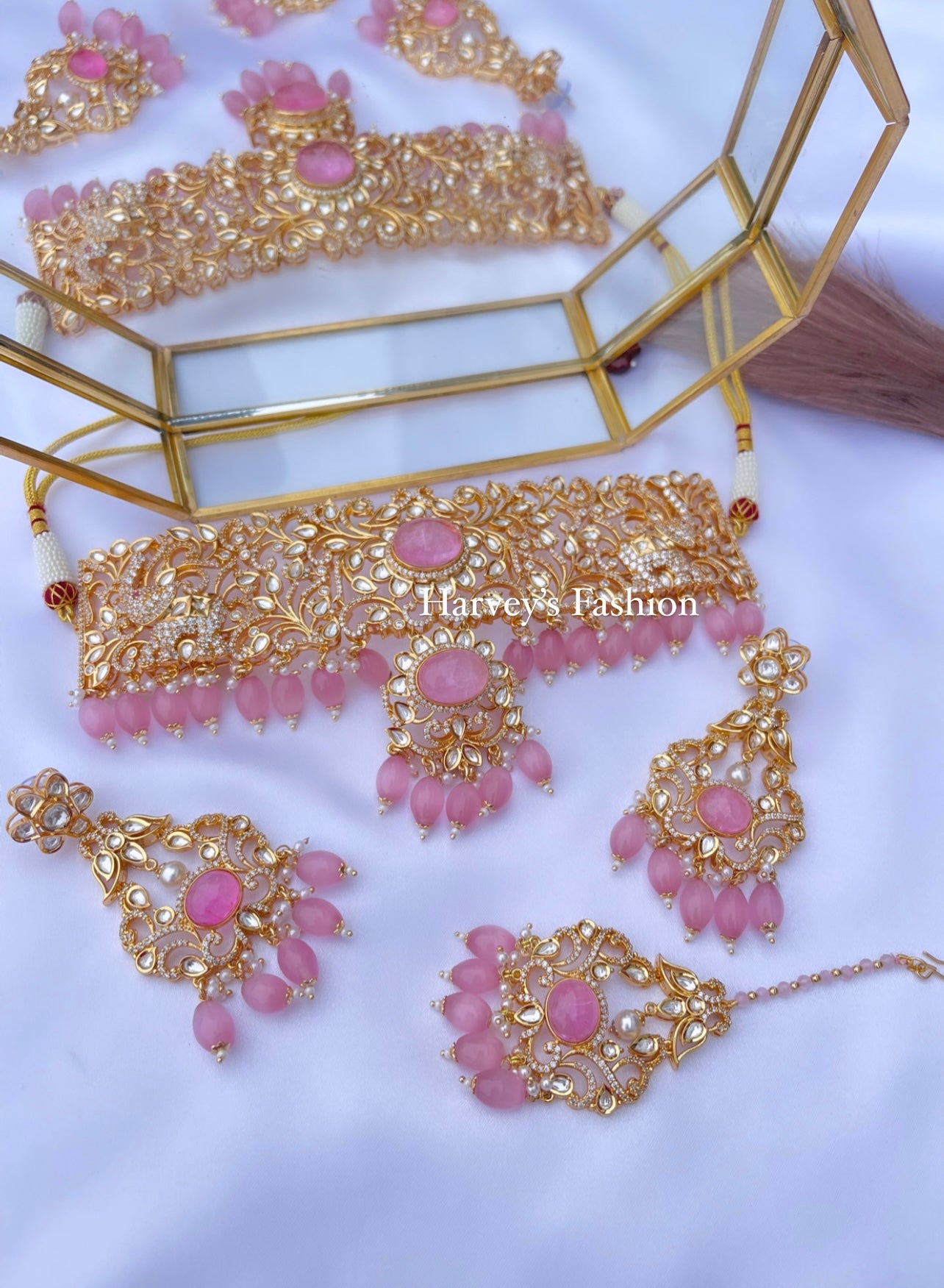 Baby Pink Uncut Choker Set