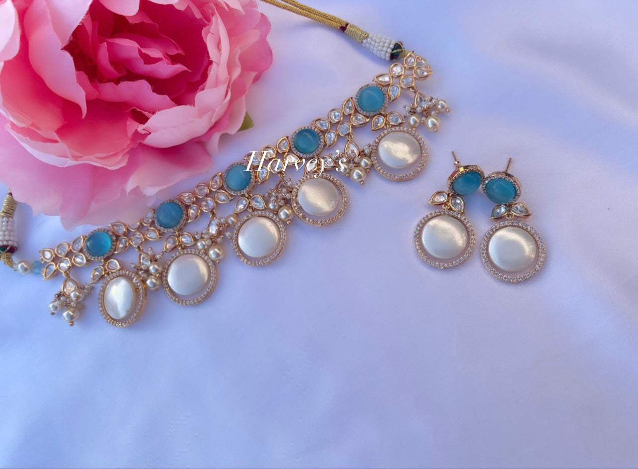 Rehmat Sky Blue Choker Set
