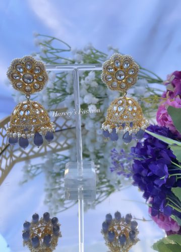 Harleen Grey Kundan Jhumke