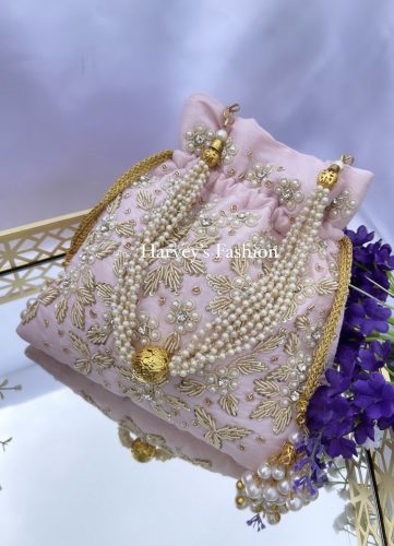 Nimrata Pink Silk Potli Bag