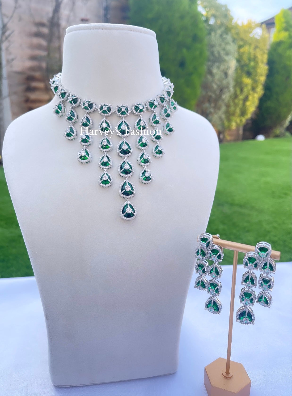 Reet Green American Diamond Set