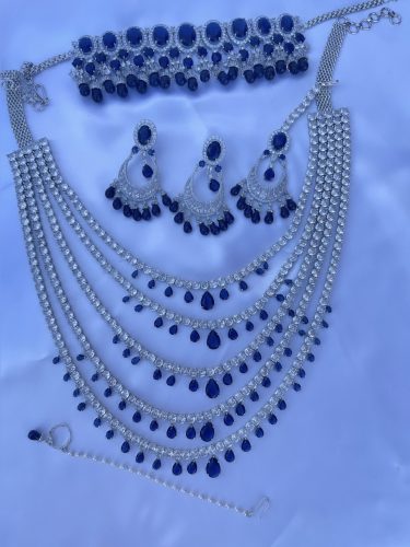 Heavy Blue American Diamond Set