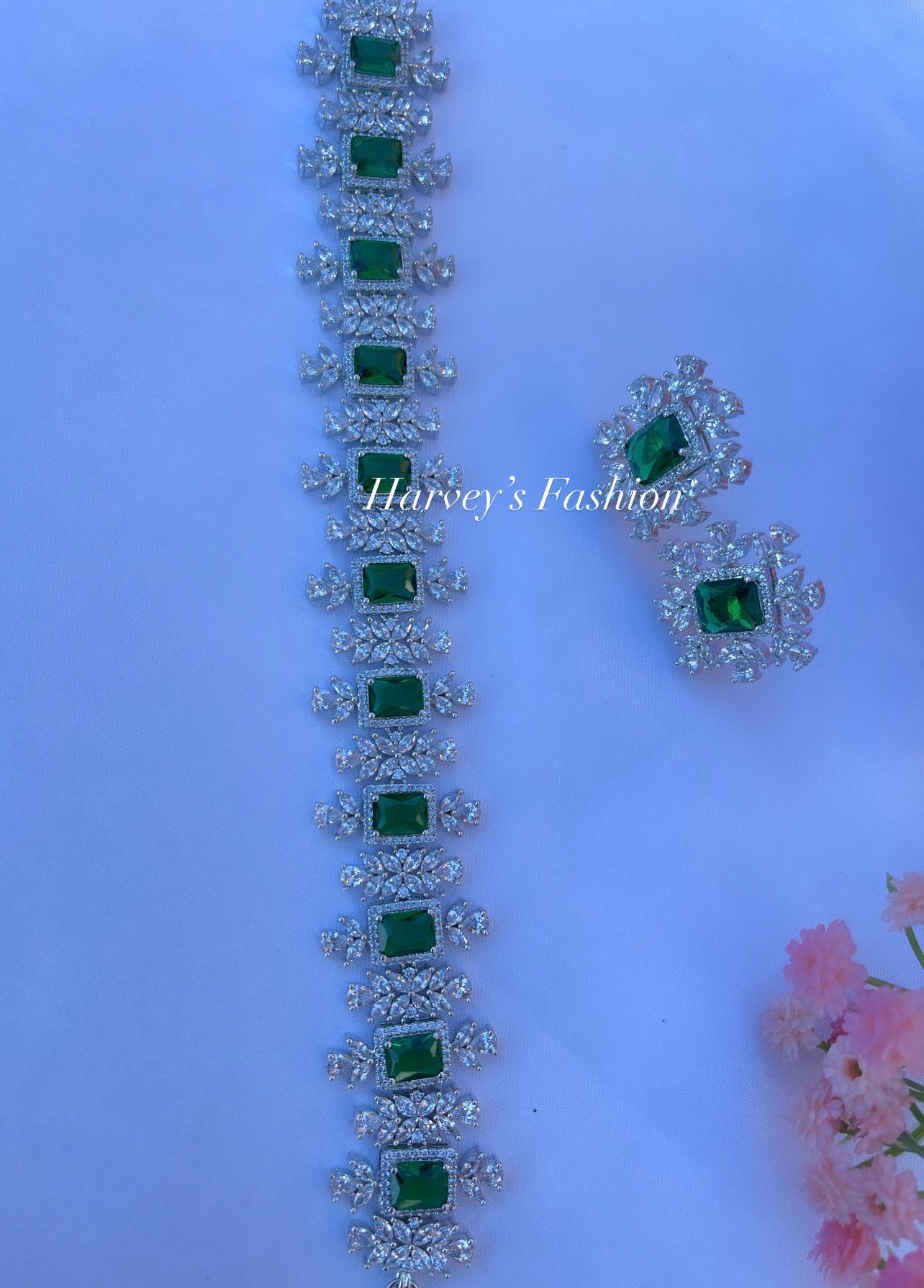 American Diamond Green Choker Set