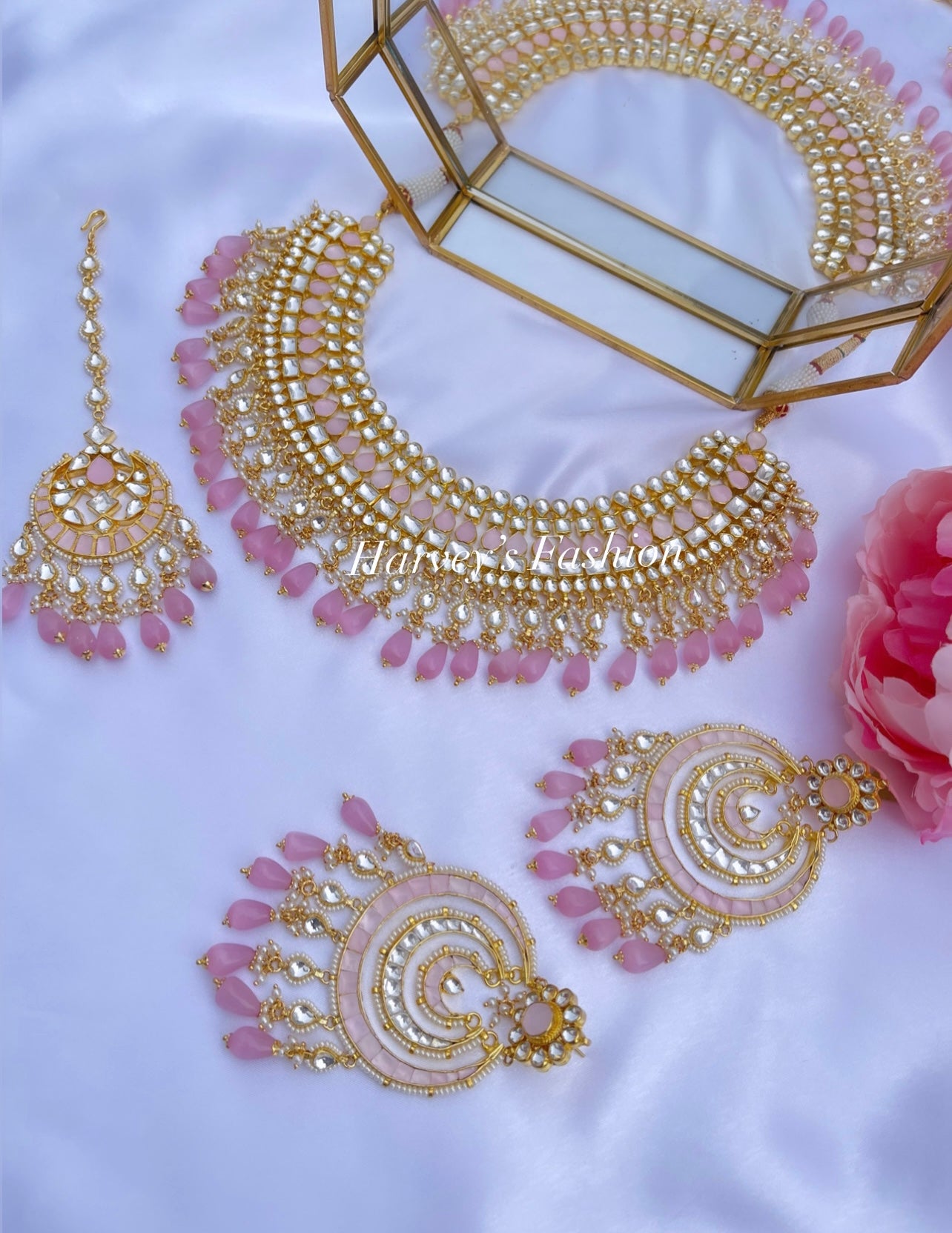 Pink Pachi Kundan Set