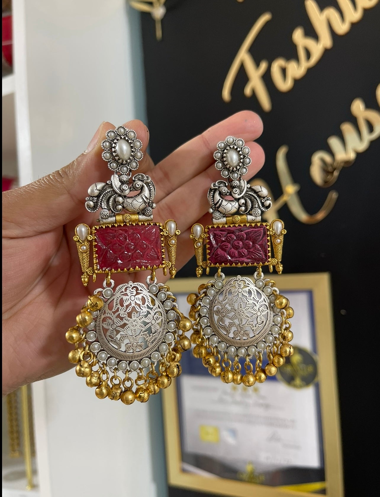 Rahima Ruby Silver Earring