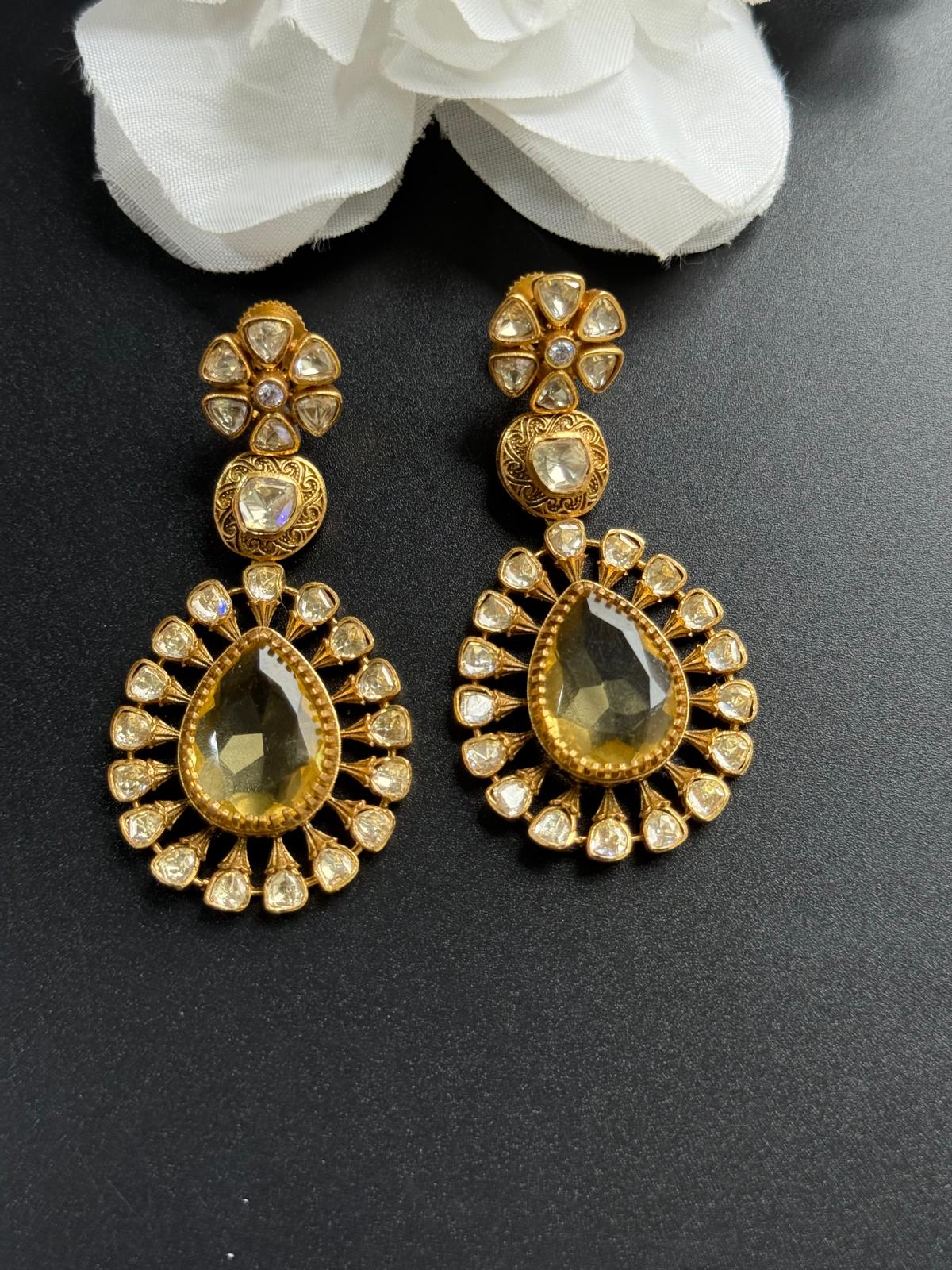 Raman premium quality yellow earring
