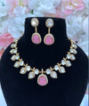 Sahiba Moissanite Kundan Pink Necklace Set