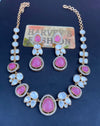 Moissanite Pink Kundan Necklace Set