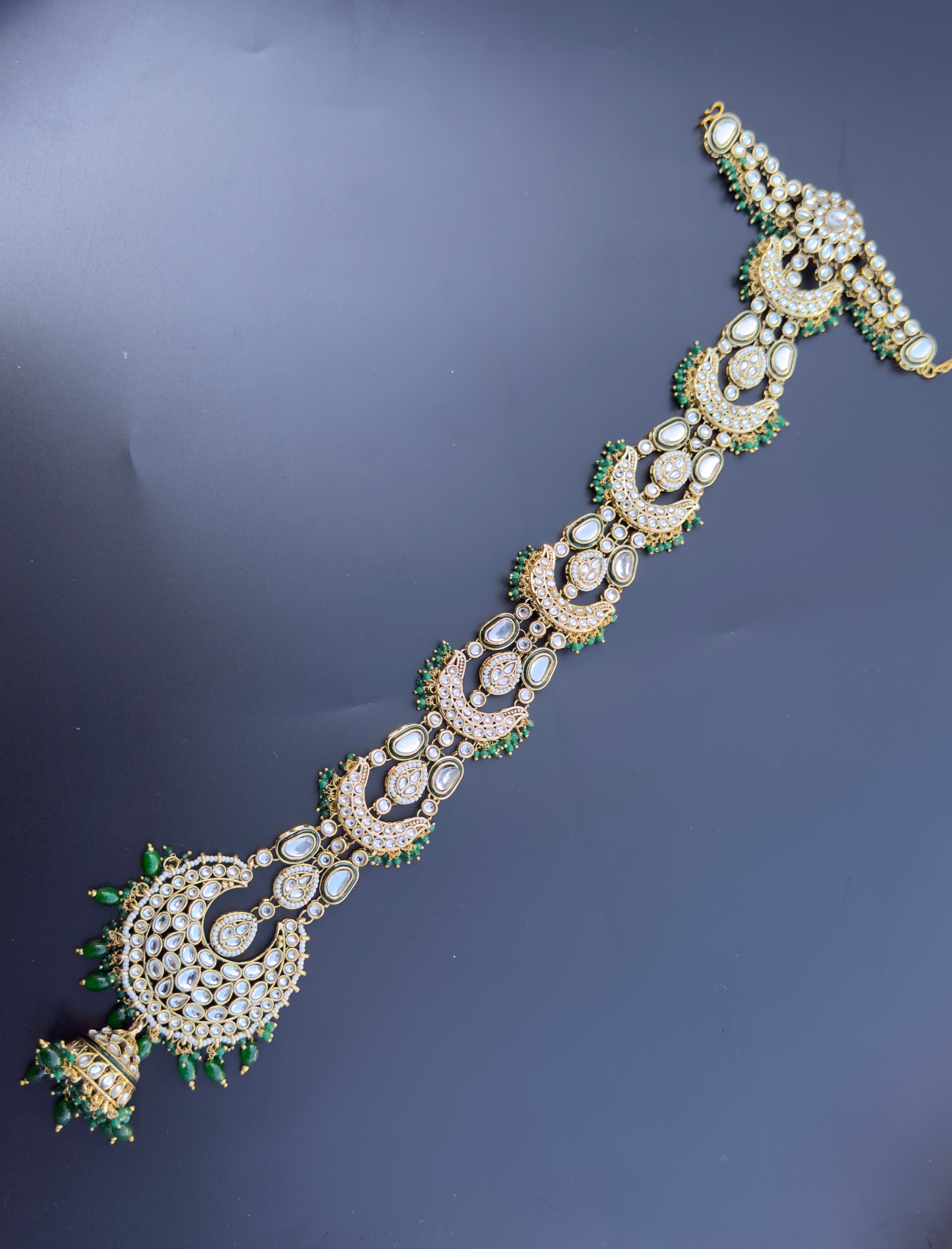 Elegant Kundan sheeshpol hair vine| Bridal Sheesh Patti hair Briad accessory for Punjabi choti.