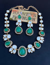 Moissanite Light Green Kundan Necklace Set