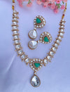 Pretty Moissanite Green Stones Kundan Set