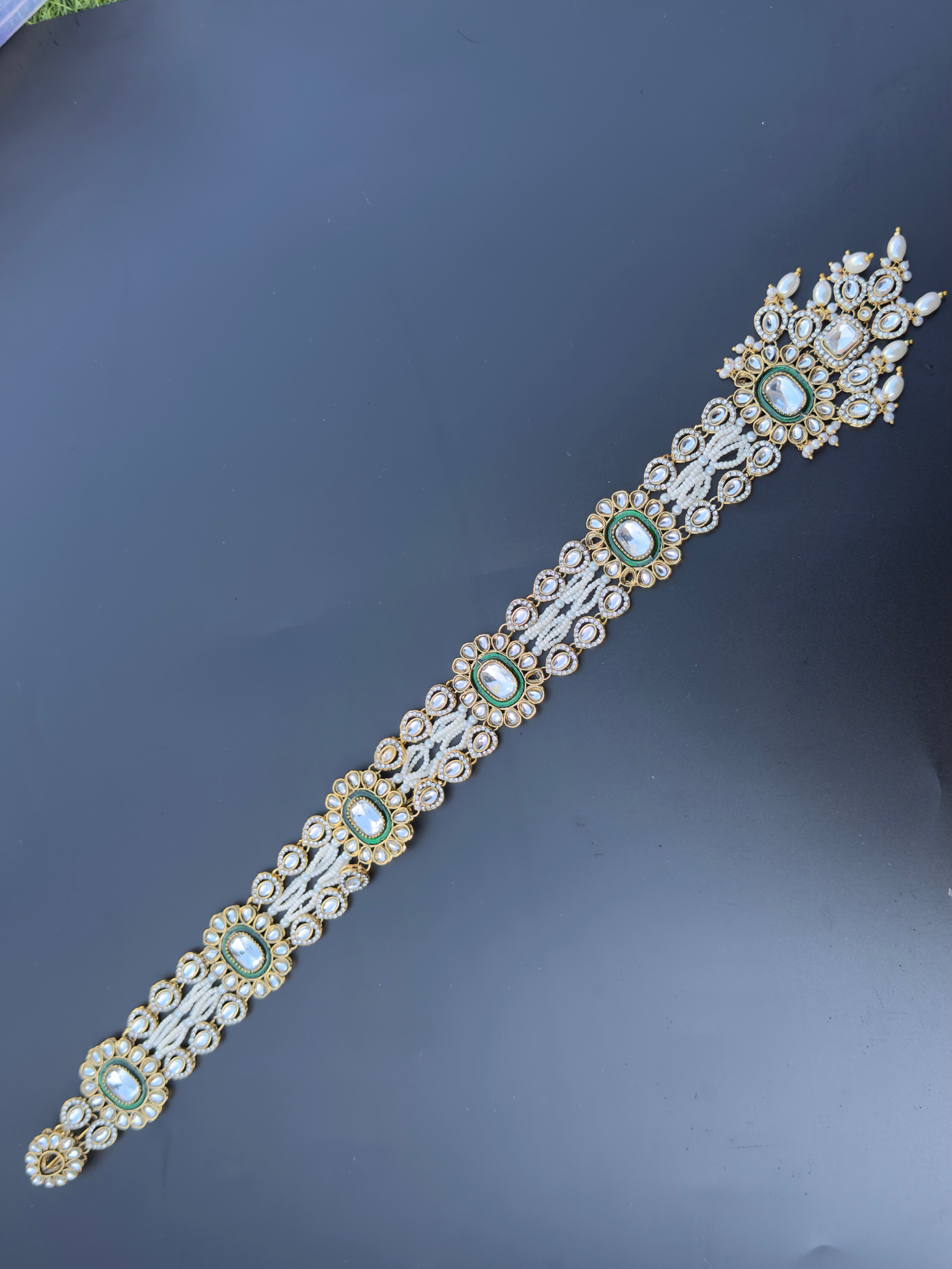 Elegant Kundan sheeshpol hair vine| Bridal Sheesh Patti hair Briad accessory for Punjabi choti.