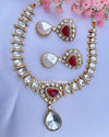 Pretty Moissanite Ruby Stones Kundan Necklace Set