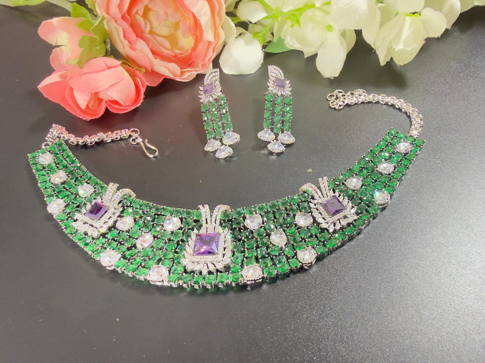Rose cut stone necklace