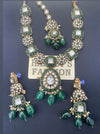 Yatri Kundan Green Beads Necklace Set