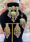Sneha Kundan Mint/Pink Set