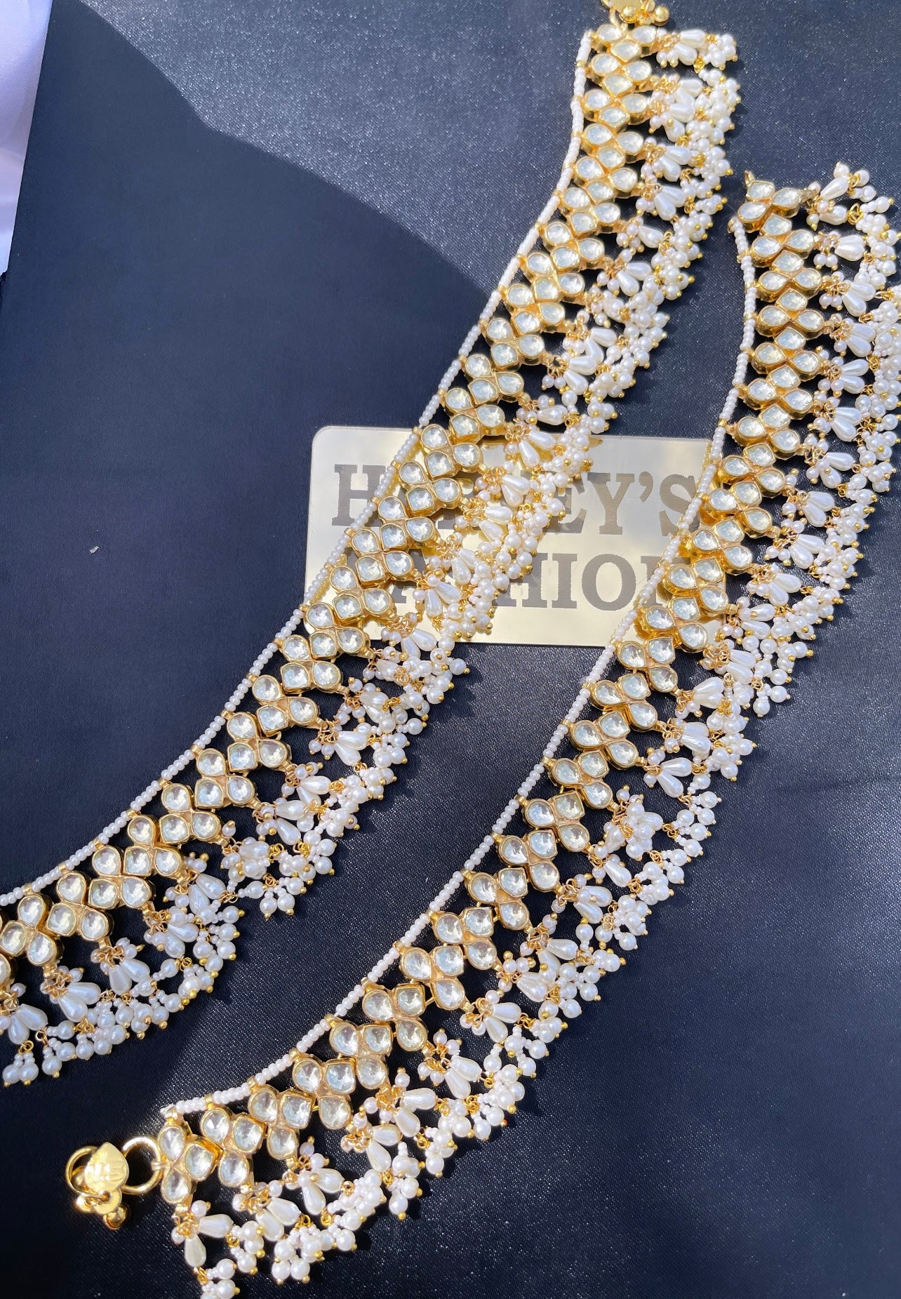 Reet Gold/White Pachi Kundan Payals