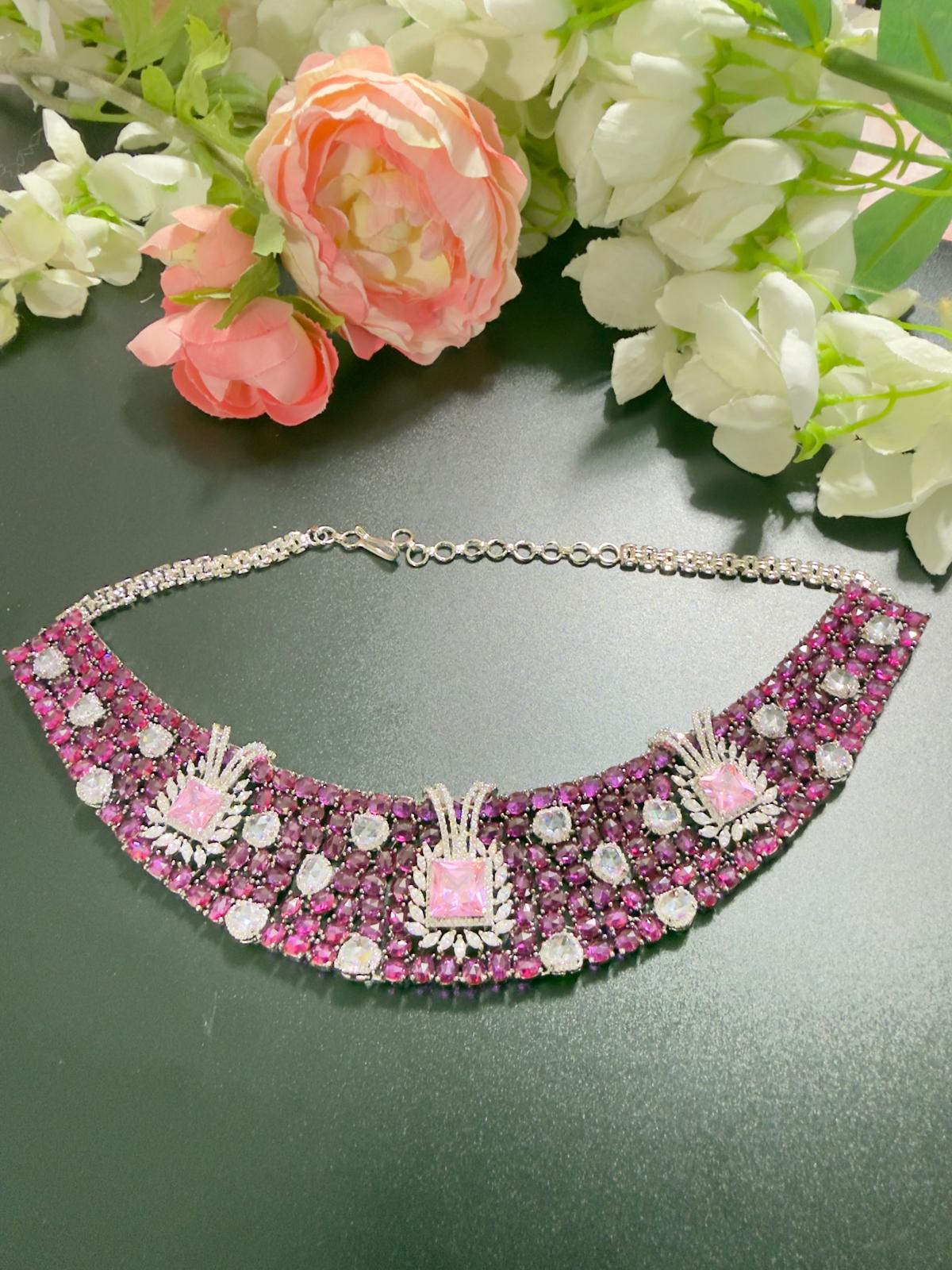 Rose cut stone necklace