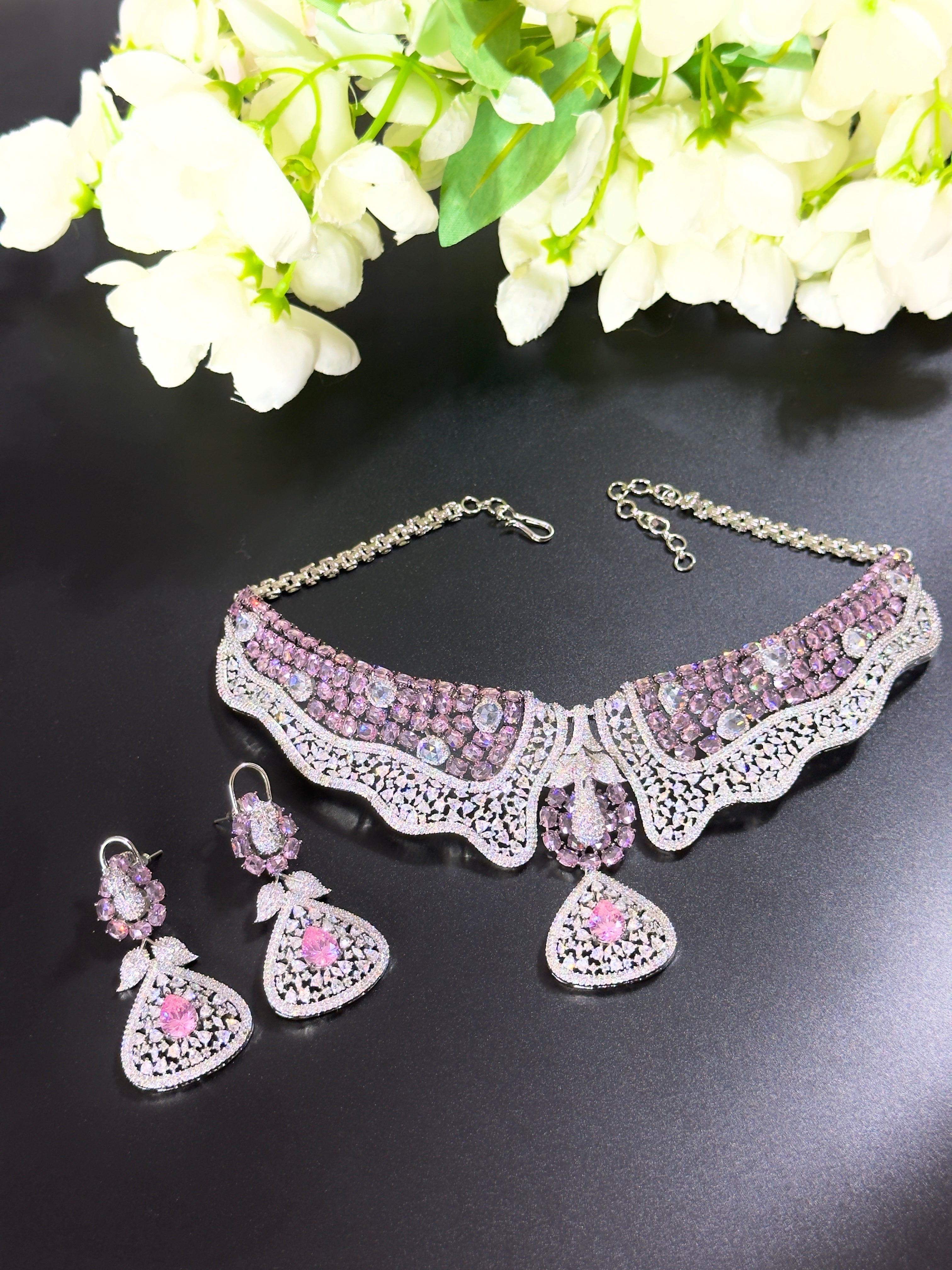 Rose cut stone necklace