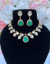 Sahiba Moissanite Kundan Green Necklace Set