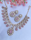 Sarv Moissanite Kundan Pink Necklace Set