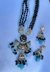 Mala Hand-Painted Black /Light Blue Beads Necklace Set