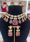 Sundar Moissanite Kundan Pink Necklace Set