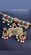 Gurleen Red/Green Kundan Set