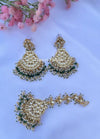 Riya Pachi Kundan Green/Gold Tikka Set